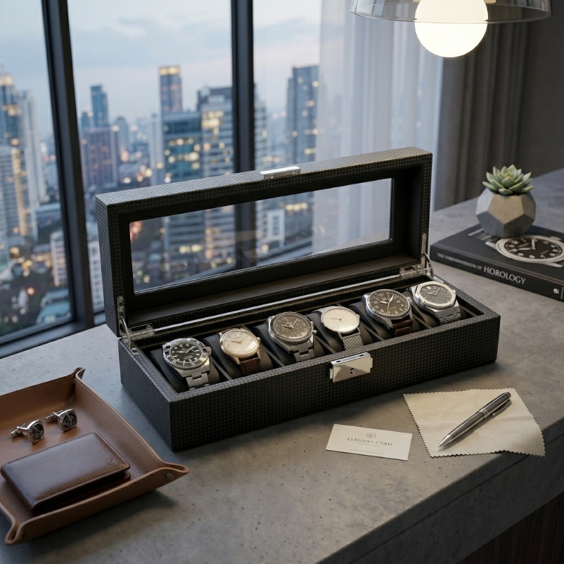 Boîte à Montres 6 Montres – Blason Noir