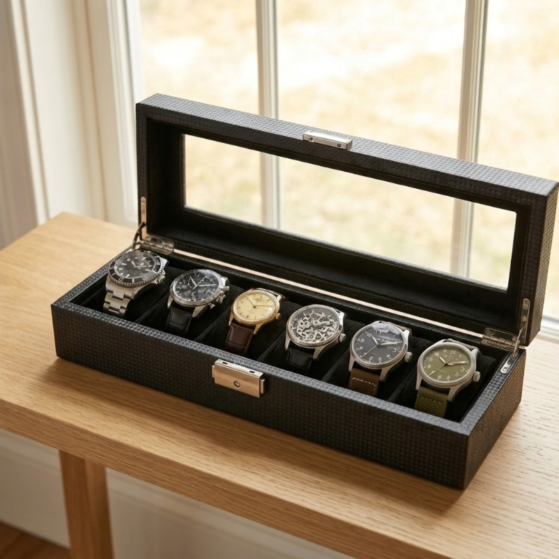 Boîte à montres Boîte à Montres 6 Montres – Blason Noir