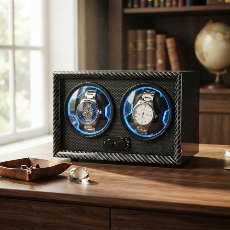 Remontoir Automatique 2 Montres – Précision Dorée