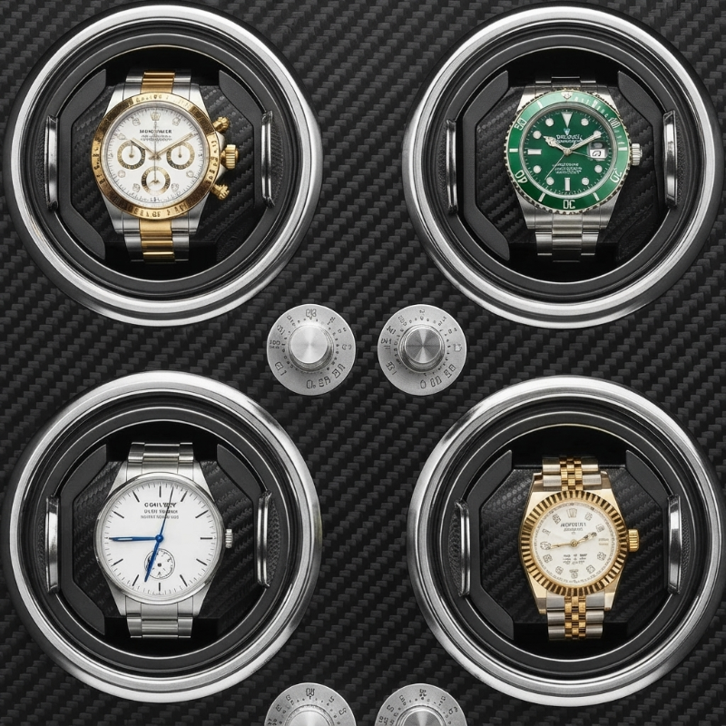 Remontoir Automatique 4 Montres – Continuité Dorée